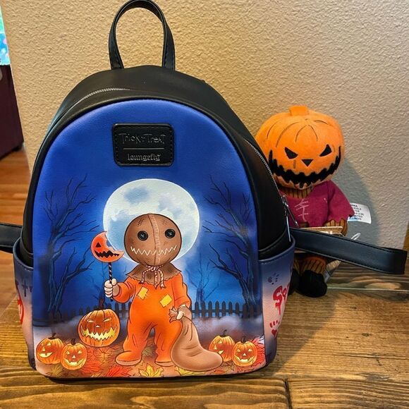 Trick r Treat Loungefly Sam Mini Backpack NWOT Halloween Town Pumpkin Head - Picture 1 of 16